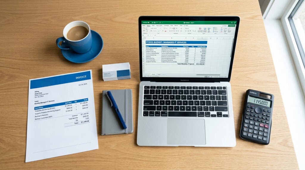 Managed IT services cost breakdown for Fort Lauderdale businesses pricing on laptop screen