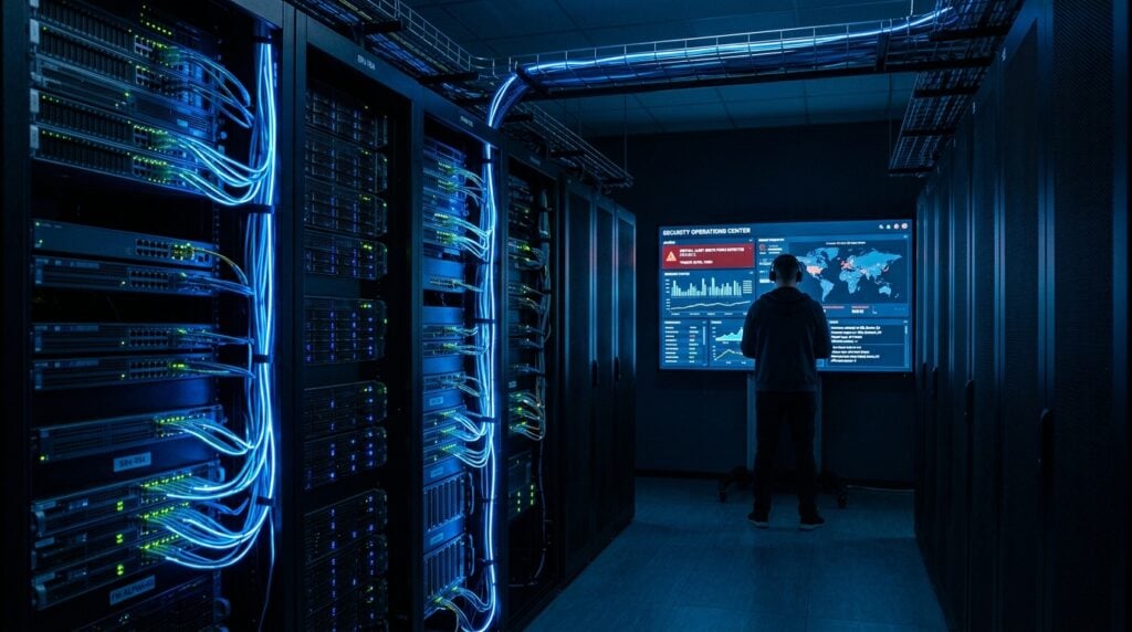 Cybersecurity threat monitoring dashboard protecting Fort Lauderdale business network